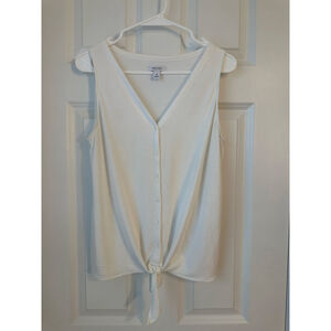 Women's Nine West White Button Front Tie Front Tank Top M